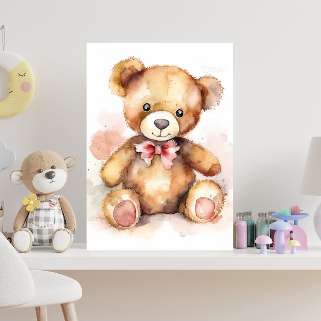 Affiche Ours bébé en peluche avec aquarelle arc (Créateur téléchargé)