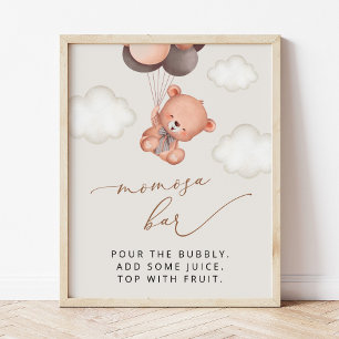 Affiche ours bébé, ours en peluche, ballons Brown, bar Mom