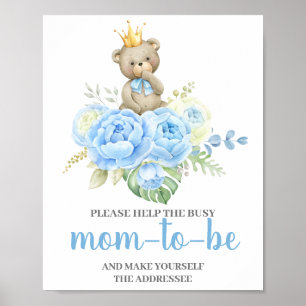 Affiche Ours bleu Aidez Maman le signe destinataire