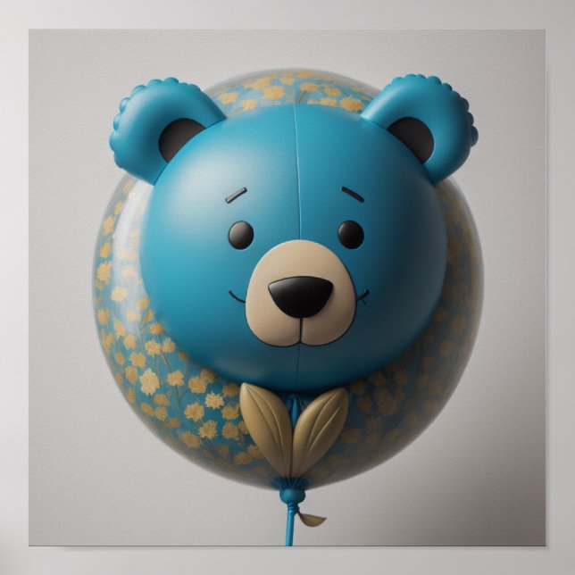 Affiche Ours bleu ballon (Devant)