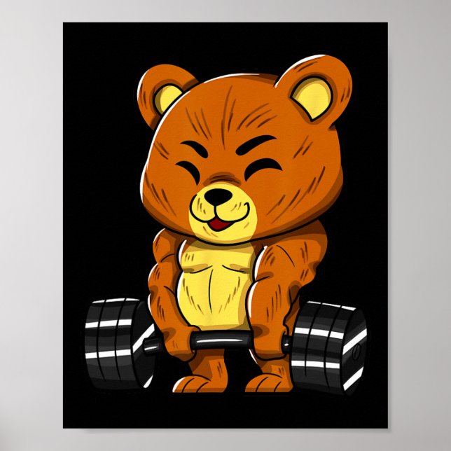 Affiche Ours Bodybuilder Musculation Muscle Gym Haltérophi (Devant)