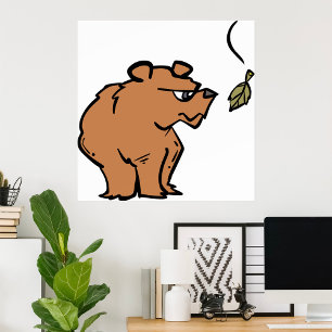 Affiche Ours Brown avec chute de la feuille d'automne joli