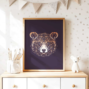 Affiche Ours Brown Imprimer le mur d'animaux forestiers