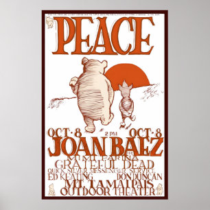Affiche OURS BRUN Grateful Dead, Joan Baez Concert 1966