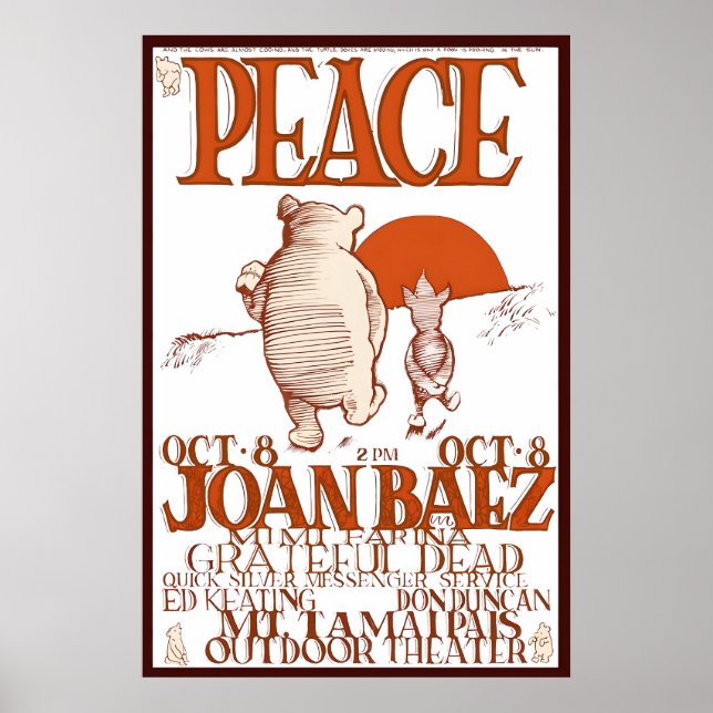 Affiche OURS BRUN Grateful Dead, Joan Baez Concert 1966 (Devant)