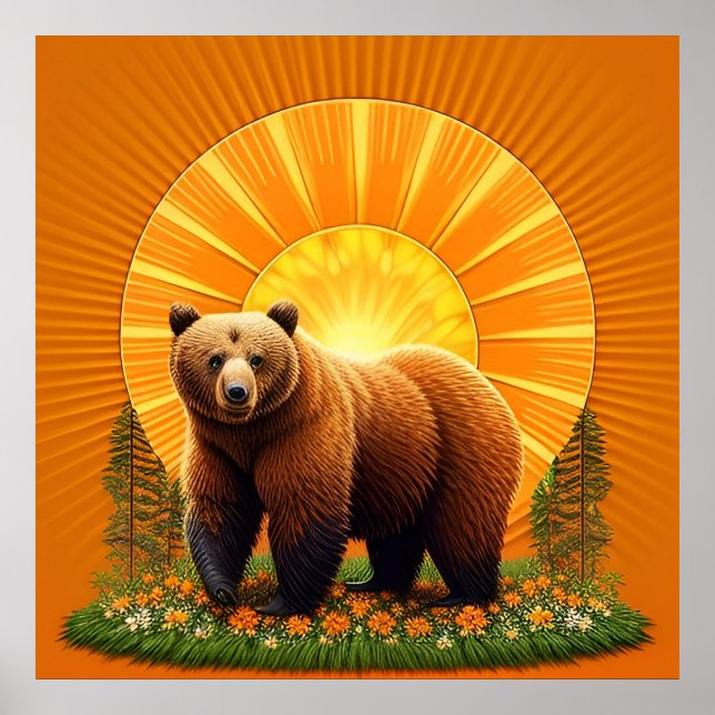 Affiche Ours brun majestueux  (Devant)