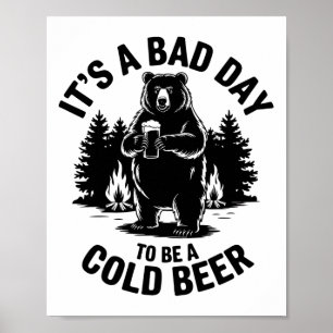 Affiche Ours buvant de la bière camping drôle c'est une ma