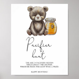 Affiche Ours - chasse au pacificateur jeu de baby shower