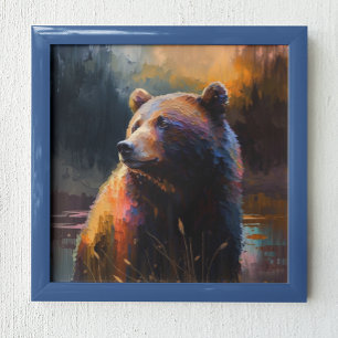 Affiche Ours coloré Abstrait peinture Cabane Art