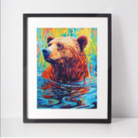 Ours coloré Peinture abstraite Art de cabane