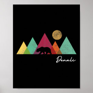 Affiche Ours coloré souvenir du parc national Denali en Al