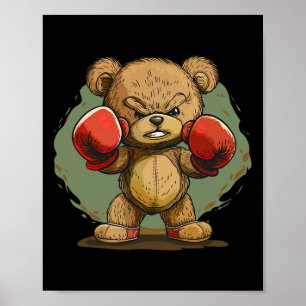 Affiche Ours cool Avec Gants De Boxe