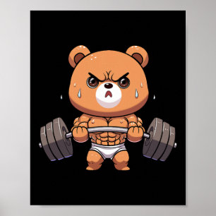 Affiche Ours Culturiste Bodybuilding Muscle Gym Haltérophi