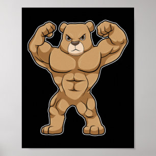 Affiche Ours culturiste musculation Sports