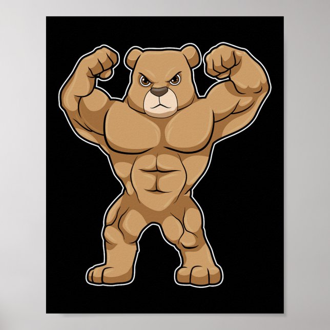 Affiche Ours culturiste musculation Sports  (Devant)