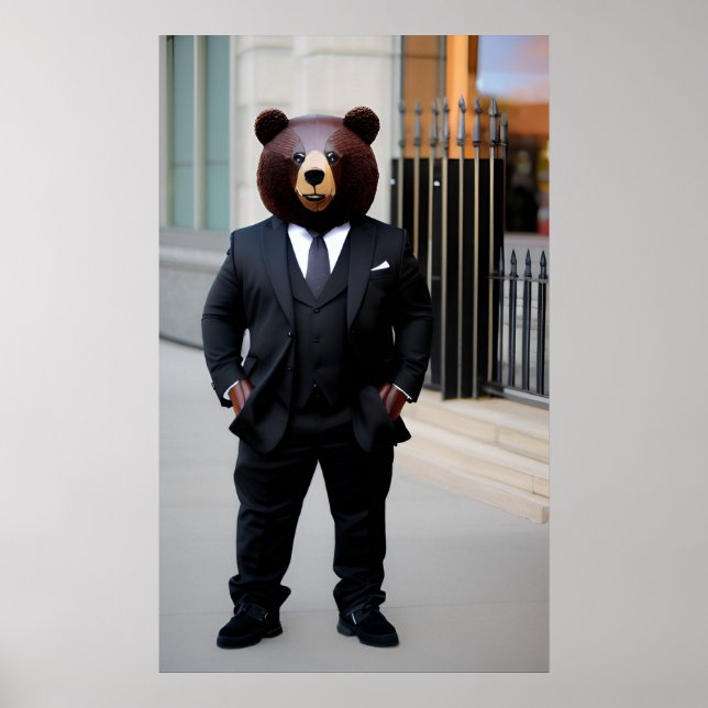 Affiche Ours d'affaires en costume (Devant)