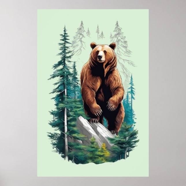 Affiche Ours dans la nature forestière Amour (Devant)