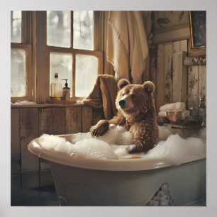 Affiche Ours dans la salle de bain