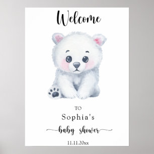 Affiche Ours de bébé polaire - baby shower de bienvenue