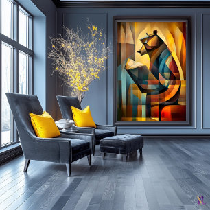 Affiche Ours de Charme - Lecteur Cubiste dans la pensée pr