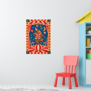 Affiche Ours de cirque vintage en équilibre sur balle Fant