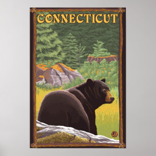 Affiche Ours de ConnecticutBlack dans la forêt