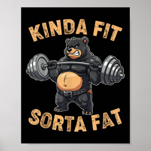Affiche Ours de gym assez en forme plutôt drôle en surpoid