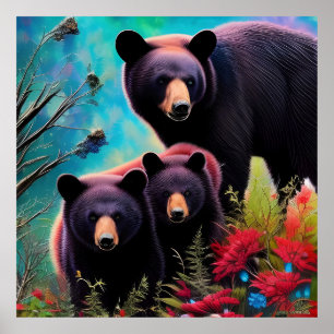 Affiche Ours de Momma et petits