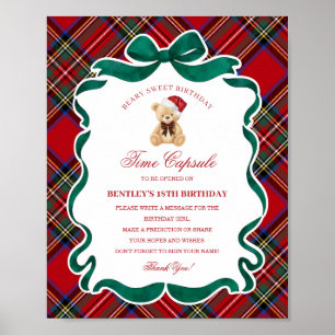 Affiche Ours de Noël à carreaux Tartan Anniversaire Capsul