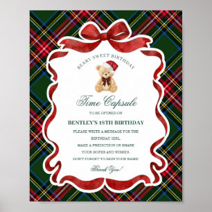 Affiche Ours de Noël à carreaux Tartan Anniversaire Capsul