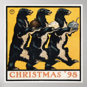 Affiche Ours de Noël vintage