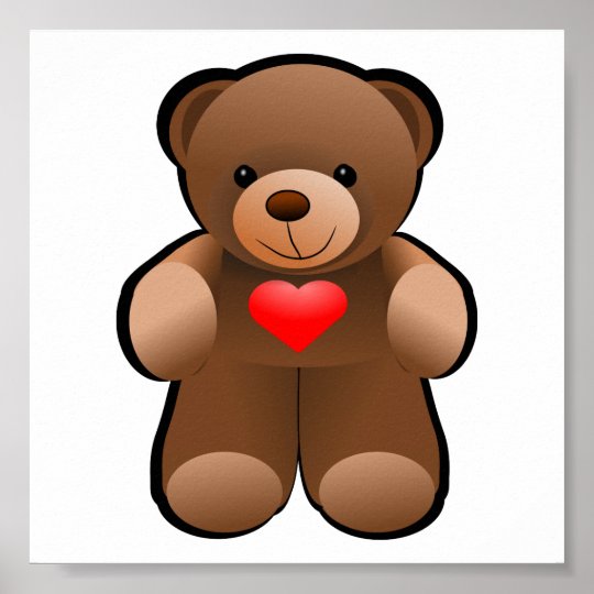 Affiche Ours De Nounours Avec Le Dessin De Coeur Zazzle Fr