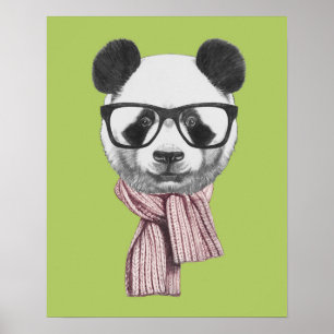 Affiche Ours de panda prêt pour l'hiver