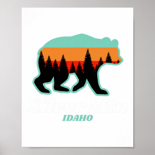 Affiche Ours De Snowboard De La Montagne D'Argent Idaho