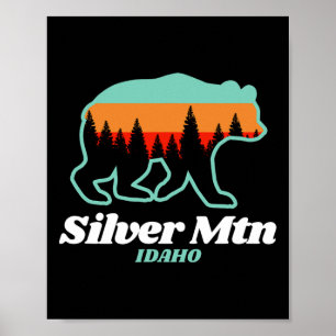 Affiche Ours De Snowboard De La Montagne D'Argent Idaho