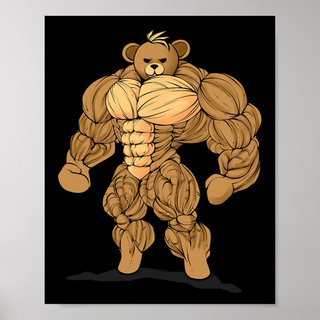 Affiche Ours de sport de force de musculation  (Devant)