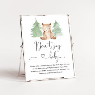 Affiche Ours des bois Ne pas dire jeu de baby shower Poste
