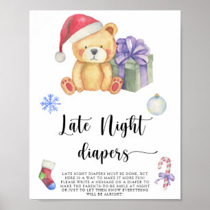 Affiche Ours d'hiver \ Jeu de couches tard la nuit Affich