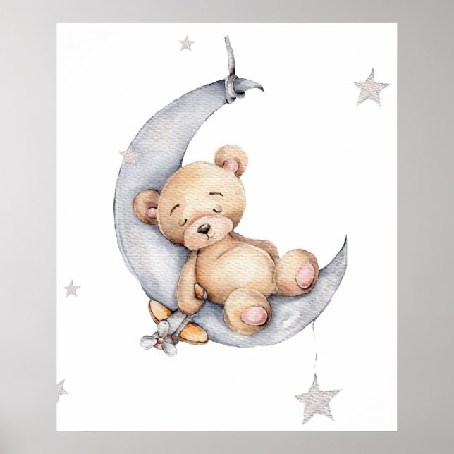 Affiche - Ours dormant sur le croissant de lune (Devant)