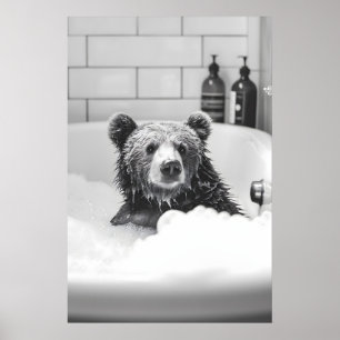 Affiche Ours drôle dans une photographie de baignoire Sall