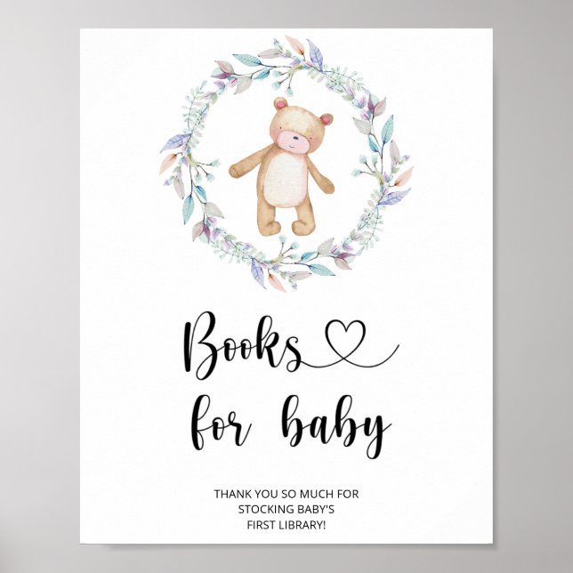 Affiche Ours en aquarelle pour bébé, livres pour bébé (Devant)