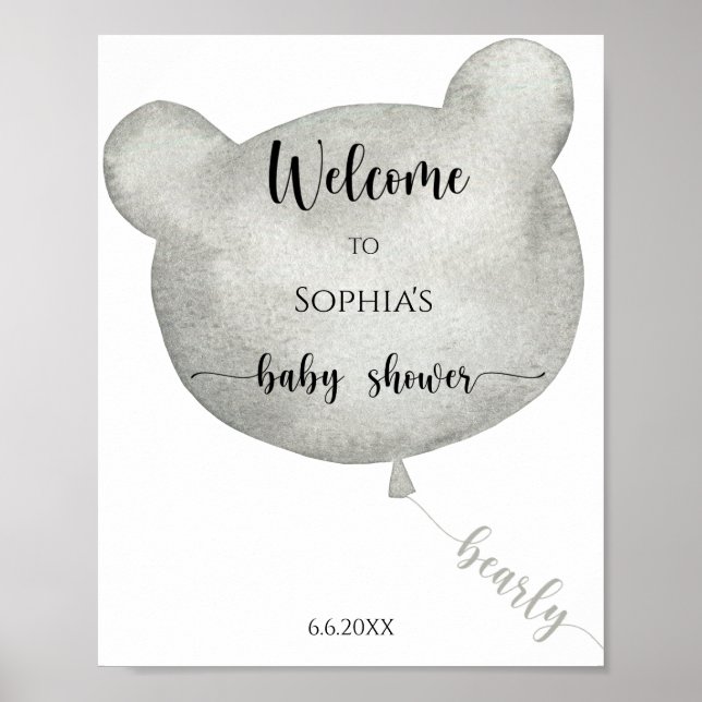 Affiche Ours en ballon Bienvenue (Devant)