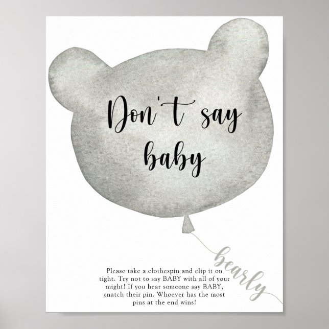 Affiche Ours en ballon Ne dites pas bébé (Devant)