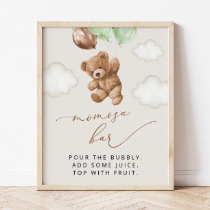 Affiche Ours En Feux, Ours Bébé, Ballons Verts, Bar Momosa