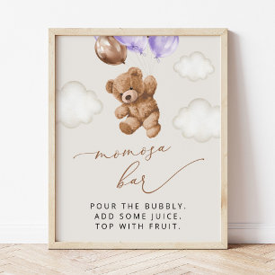 Affiche Ours En Feux, Ours Bébé, Ballons Violets, Bar Momo