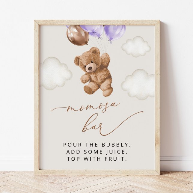 Affiche Ours En Feux, Ours Bébé, Ballons Violets, Bar Momo (Créateur téléchargé)