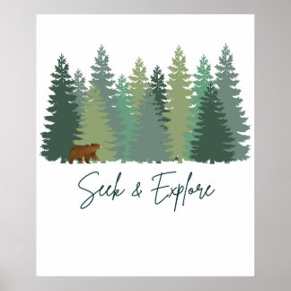 Affiche Ours en forêt à rechercher et explorer - Télécharg
