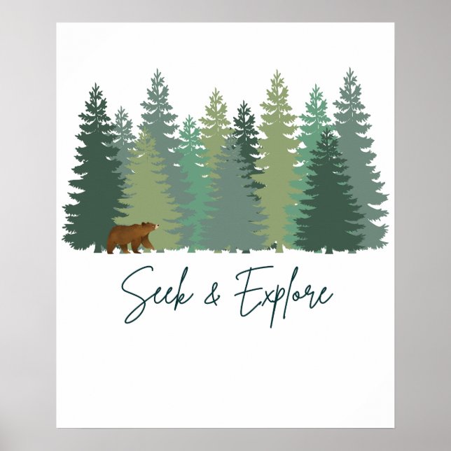 Affiche Ours en forêt à rechercher et explorer - Télécharg (Devant)
