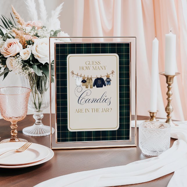 Affiche Ours en Luxe à Carreaux Cadeaux Bébé Devine Bonbon (Créateur téléchargé)