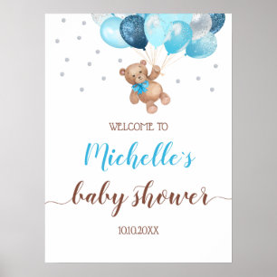 Affiche Ours en peluche à peine attendre Bienvenue Baby Sh